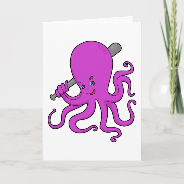Octopus Baseball Baseball bat Card (Front)