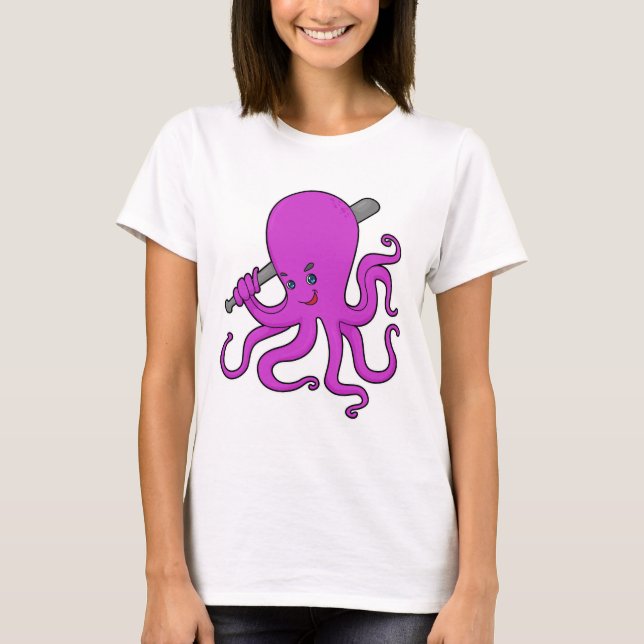 Octopus Baseball Baseball bat T-Shirt (Front)