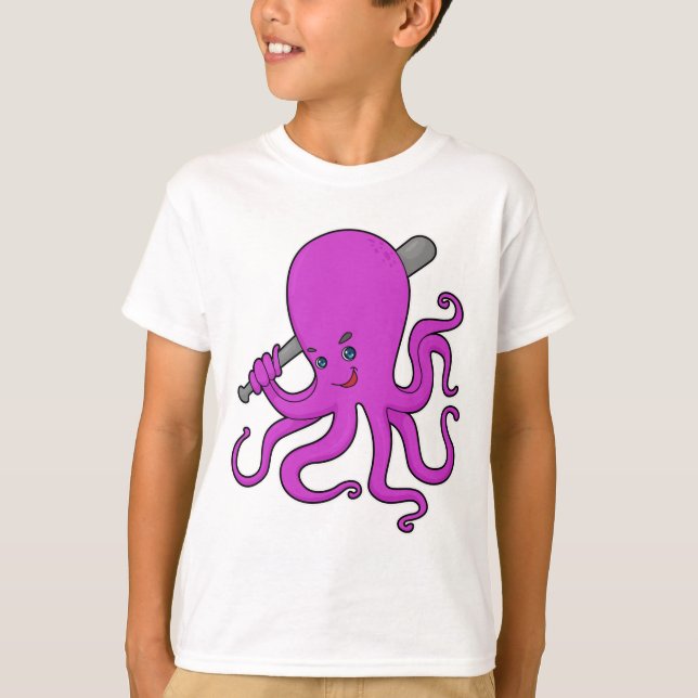 Octopus Baseball Baseball bat T-Shirt (Front)