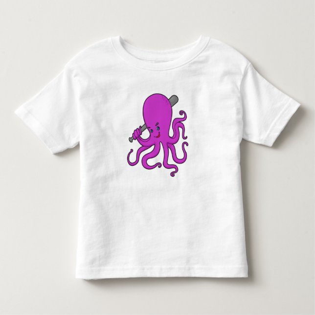 Octopus Baseball Baseball bat Toddler T-Shirt (Front)