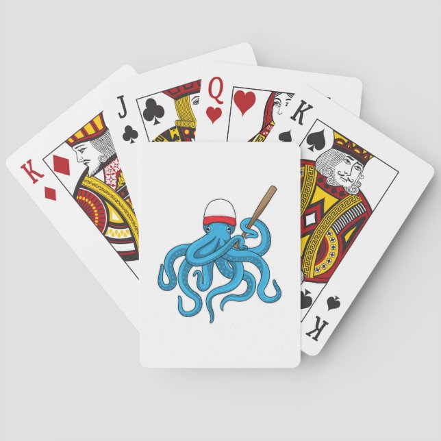 Octopus Baseball bat Baseball Playing Cards (Back)