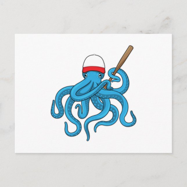 Octopus Baseball bat Baseball Postcard (Front)