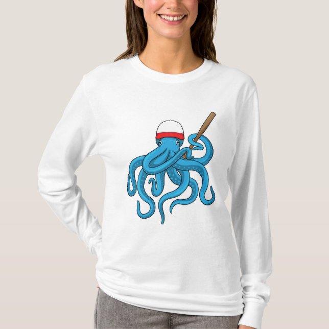 Octopus Baseball bat Baseball T-Shirt (Front)
