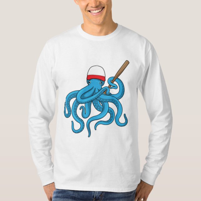 Octopus Baseball bat Baseball T-Shirt (Front)