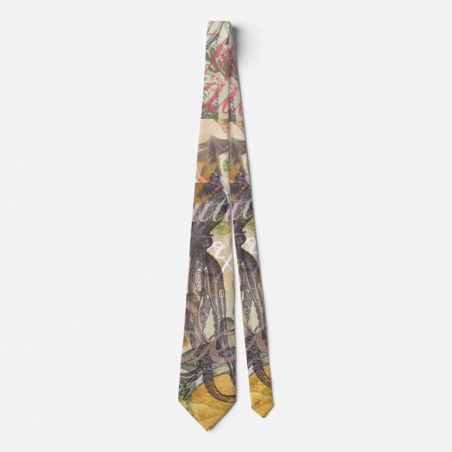 Octopus Beach Antique Coastal Steampunk Tie (Front)