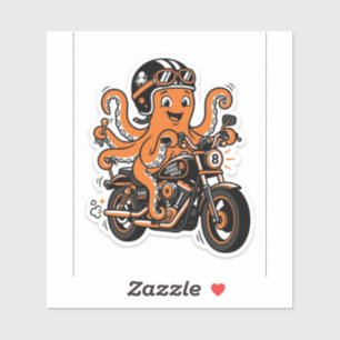 Octopus Biker Decal — Funny Motorcycle Rider Stick