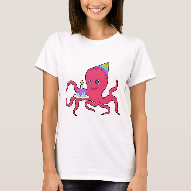 Octopus Birthday Cake T-Shirt (Front)
