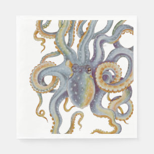 Octopus Blue Pastel Colour Watercolor Art Napkin