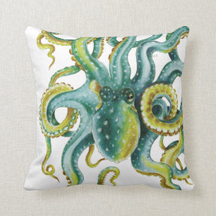 Octopus Blue  Watercolor Art Cushion