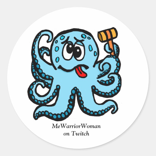Octopus  Bonk, MeWarriorWoman on Twitch Classic Round Sticker (Front)