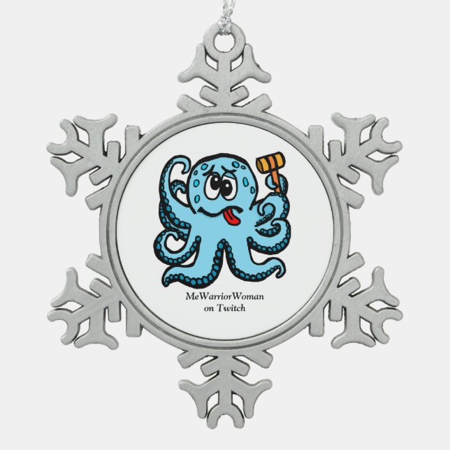 Octopus Bonk,  MeWarriorWoman on Twitch Snowflake Pewter Christmas Ornament (Front)