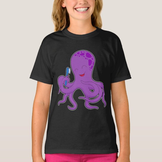 Octopus Brush teeth Toothbrush T-Shirt (Front)