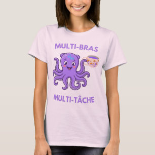 Octopus Cafe & Chaos – Multitasking Bureau Humor T-Shirt