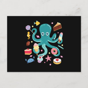 Octopus Cake Squid Postcard