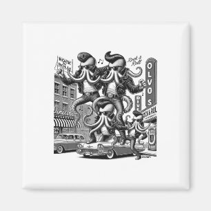 Octopus Cartoon 1950's Style In New York Dressed A Magnet