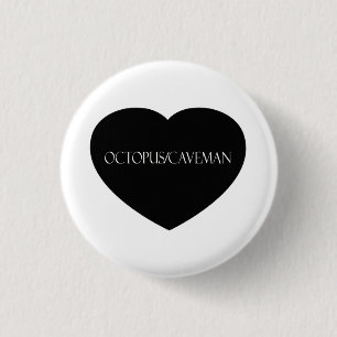 Octopus/Caveman Black Heart Button