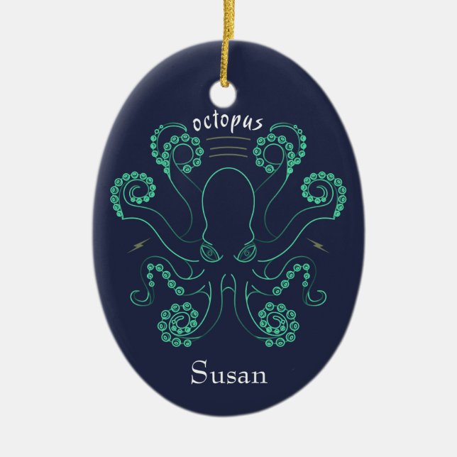 Octopus Cephalopod Tentacles Ceramic Tree Decoration (Front)