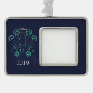 Octopus Cephalopod Tentacles Silver Plated Framed Ornament