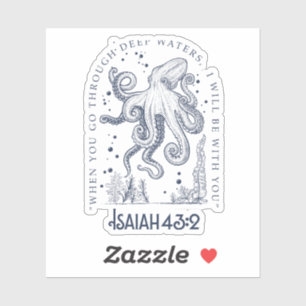 Octopus Christian Design Deep Waters Isaiah 43:2