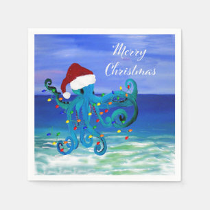 Octopus Christmas Holiday party paper napkins