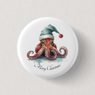 Octopus Christmas Joy, custom 3 Cm Round Badge
