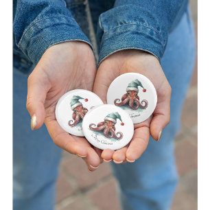 Octopus Christmas Joy, custom 3 Cm Round Badge