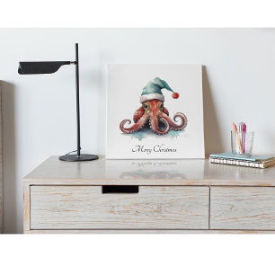Octopus Christmas Joy, custom Canvas Print