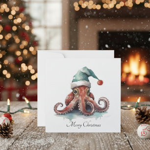 Octopus Christmas Joy, custom Holiday Card