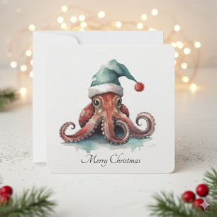 Octopus Christmas Joy, custom Holiday Card