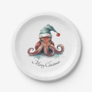 Octopus Christmas Joy, custom Paper Plate