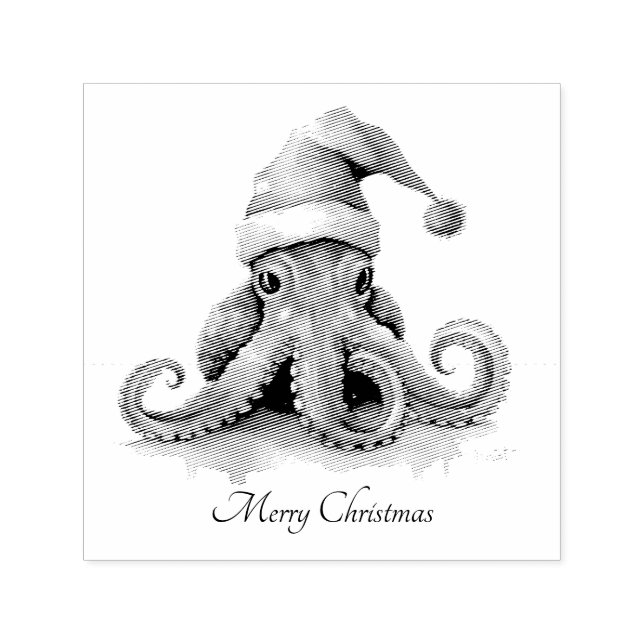 Octopus Christmas Joy, custom Self-inking Stamp (Design)