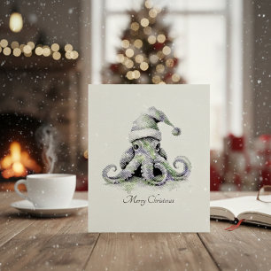 Octopus Christmas Joy, custom Self-inking Stamp