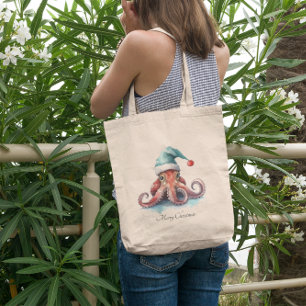 Octopus Christmas Joy, custom Tote Bag
