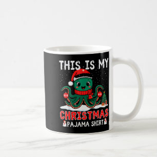 Octopus Christmas Pajama Xmas Santa Hat Octopus Lo Coffee Mug