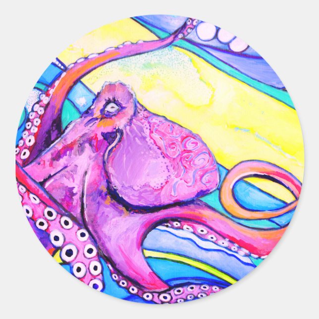 Octopus  classic round sticker (Front)