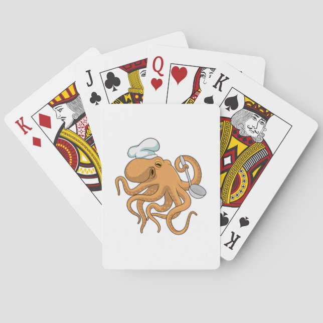 Octopus Cook Chef hat Playing Cards (Back)