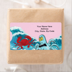 Octopus Crab Ocean Waves Labels