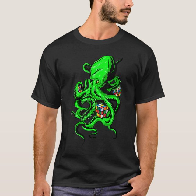 Octopus Cube Speed Cubing Math Puzzle Cuber Womens T-Shirt (Front)