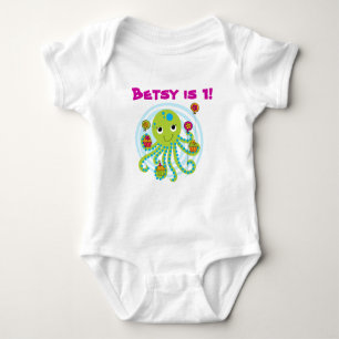 Octopus Customisable Birthday T-shirt Baby Bodysuit