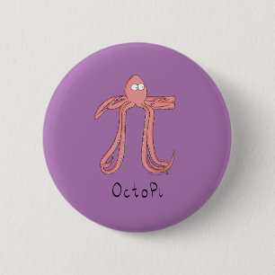 Octopus Cute Math Pi Day Button Pin
