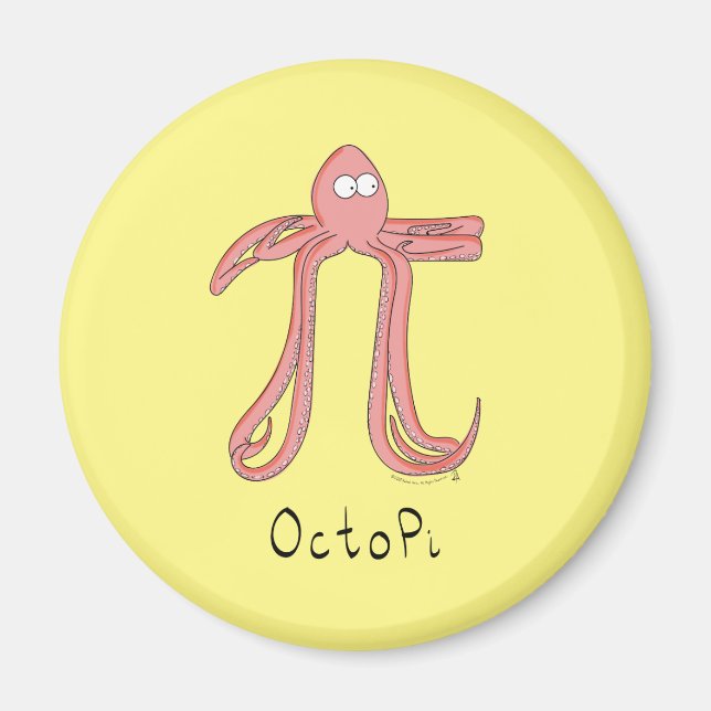 Octopus Cute Math Pi Day Magnet (Front)
