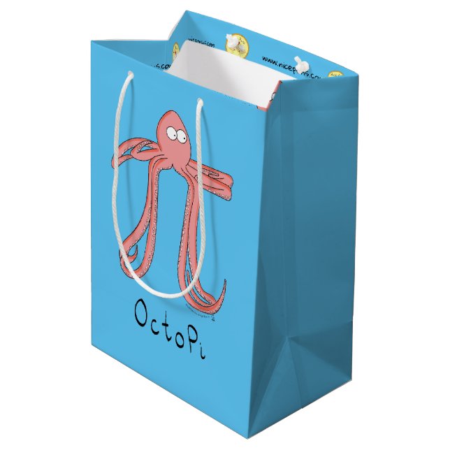 Octopus Cute Math Pi Day Party Gift Bag (Back Angled)
