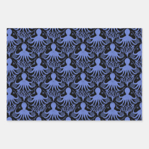 Octopus (dark and light backgrounds) wrapping paper sheet