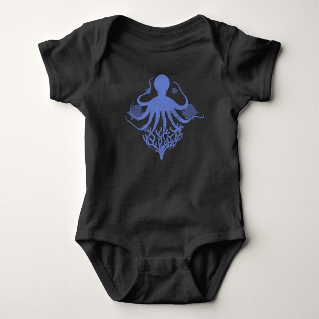 Octopus (dark background) baby bodysuit (Front)