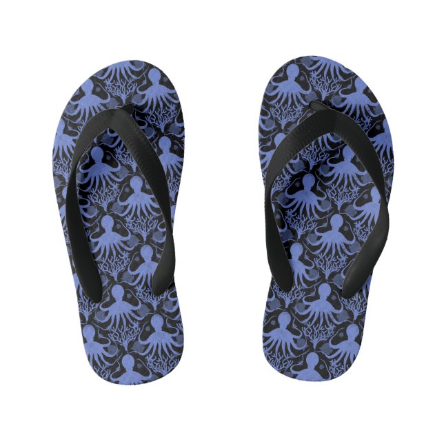 Octopus (dark background) kid's jandals (Footbed)