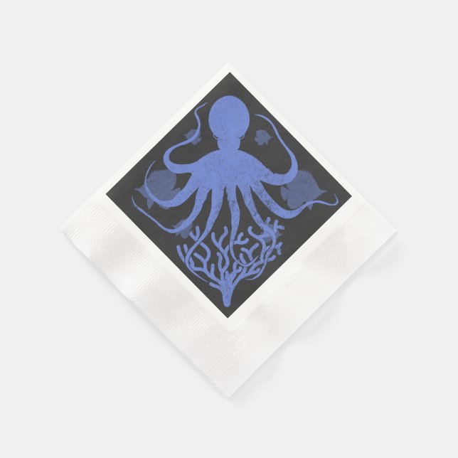 Octopus (dark background) napkin (Corner)