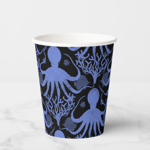 Octopus (dark background) paper cups