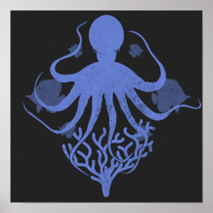 Octopus (dark background) poster