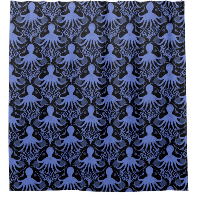 Octopus (dark background) shower curtain (Front)