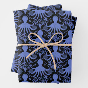 Octopus (dark background) wrapping paper sheet